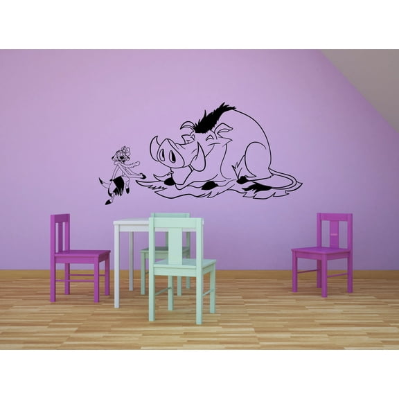Timon and Pumbaa The Lion King Wall Decals For Kids Rooms Decor Lions Boys Girls Children Creative Animated Vinyl Decal Stickers for Bedrooms Artwork Child Favorite Decoration Size (18x20 inch)