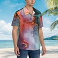 thumbnail image 3 of Daiia Colorful Abstract Waves Pattern Hawaiian Shirt for Men Gentle Cotton Regular Short Sleeve Casual,X-Large, 3 of 7