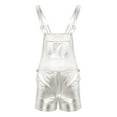 thumbnail image 4 of DPOIS Men Shiny Metallic Bib Overall One Piece Jumpsuits Silver XL, 4 of 7