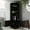 Black, variant on Gray Corner Bar Cabinet Up, 8 Bottle , Double Door, 2 Open Shelves, 12 Wine Glass Rack - Dining Room Elemental With Build, Intrigue