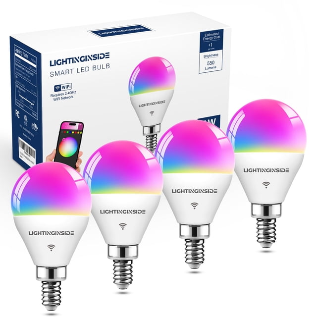Bombillas inteligentes, iluminación interior, E12, 5 W, 550 LM, 4 unidades