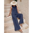 thumbnail image 2 of EASYBRA Women Two Piece Outfit Sleeveless Vest Wide Leg Pants Casual Set Solid Color XS–XXL, 2 of 5