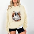 thumbnail image 2 of Chandail en Molleton Imprimé Fantôme pour Femmes Chandail Léger et Chaud Blouses Col Rond Manches Longues Ultra Doux Texturé Tenues de Printemps 2025 Chandail Automne Hiver Vêtements, 2 of 4