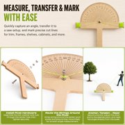 Wooden Angle Finder Tool, 0-180° Angle Measuring Tool for Woodworking with Laser Engraved Scale, Birch Wood Layout Tool for Carpenters, DIY Makers and Craftsmen