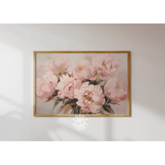 Blush Pink Peonies Coquette Floral Wall Art, Unframed Paper Print Size 8x12