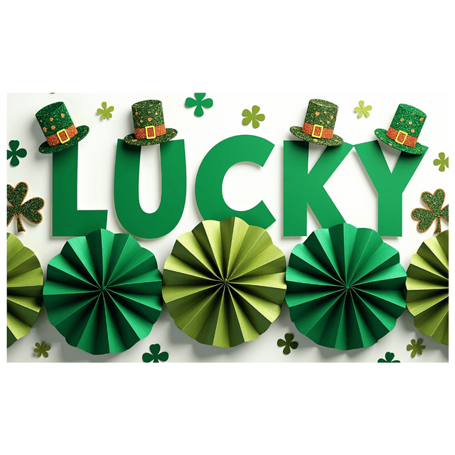 St Patricks Day Backdrop Banner Shamrock Decorations Irish Luck Party Background Flower Props Green Hat Festival Decor Gift Events Photography