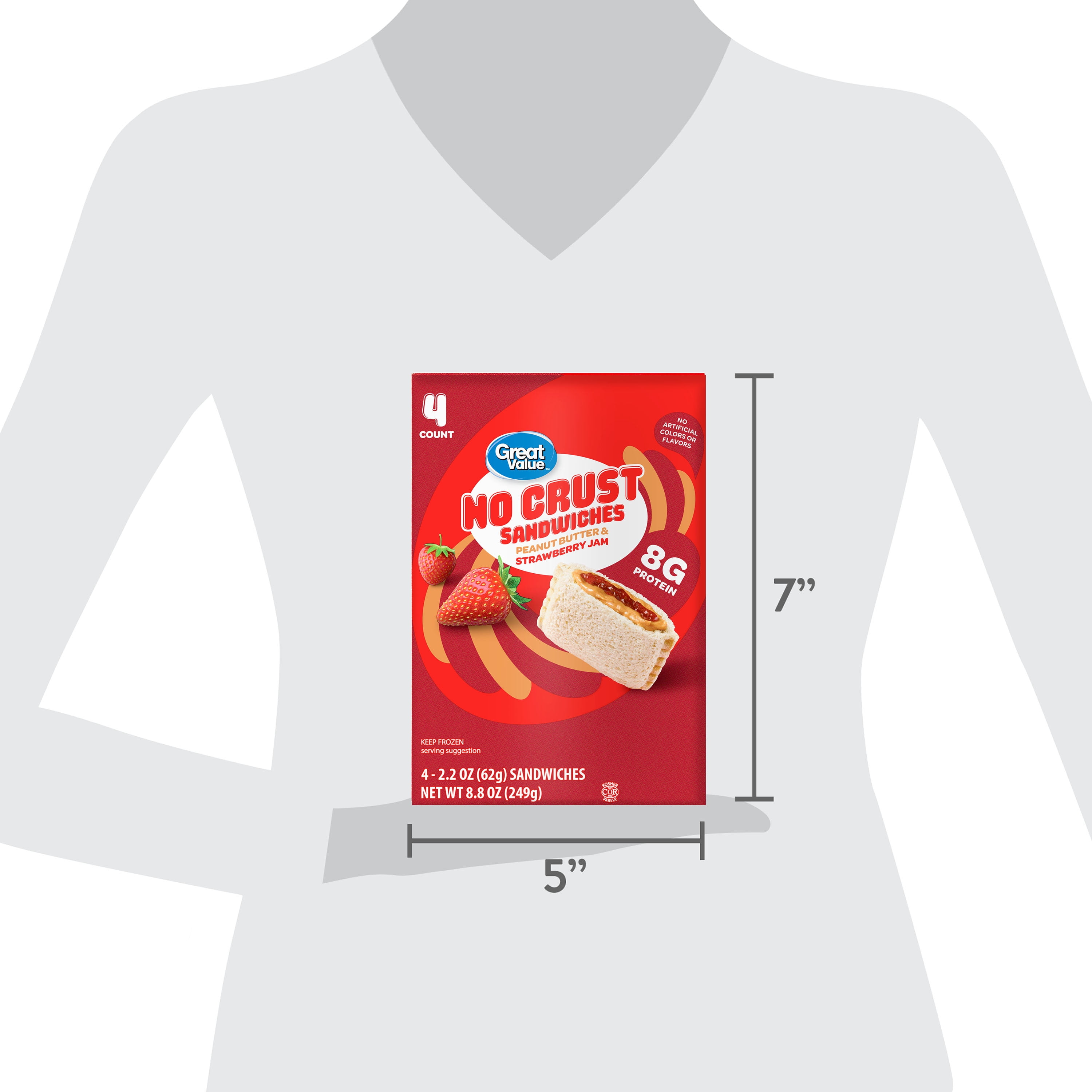 Great Value Peanut Butter & Strawberry Jam No Crust Frozen Sandwiches, 4 Count, 2.2 oz Each