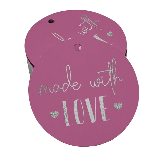 Inkdotpot Silver Foil Paper Hang Tags Made With Love Text Favor Tags 50 Pieces