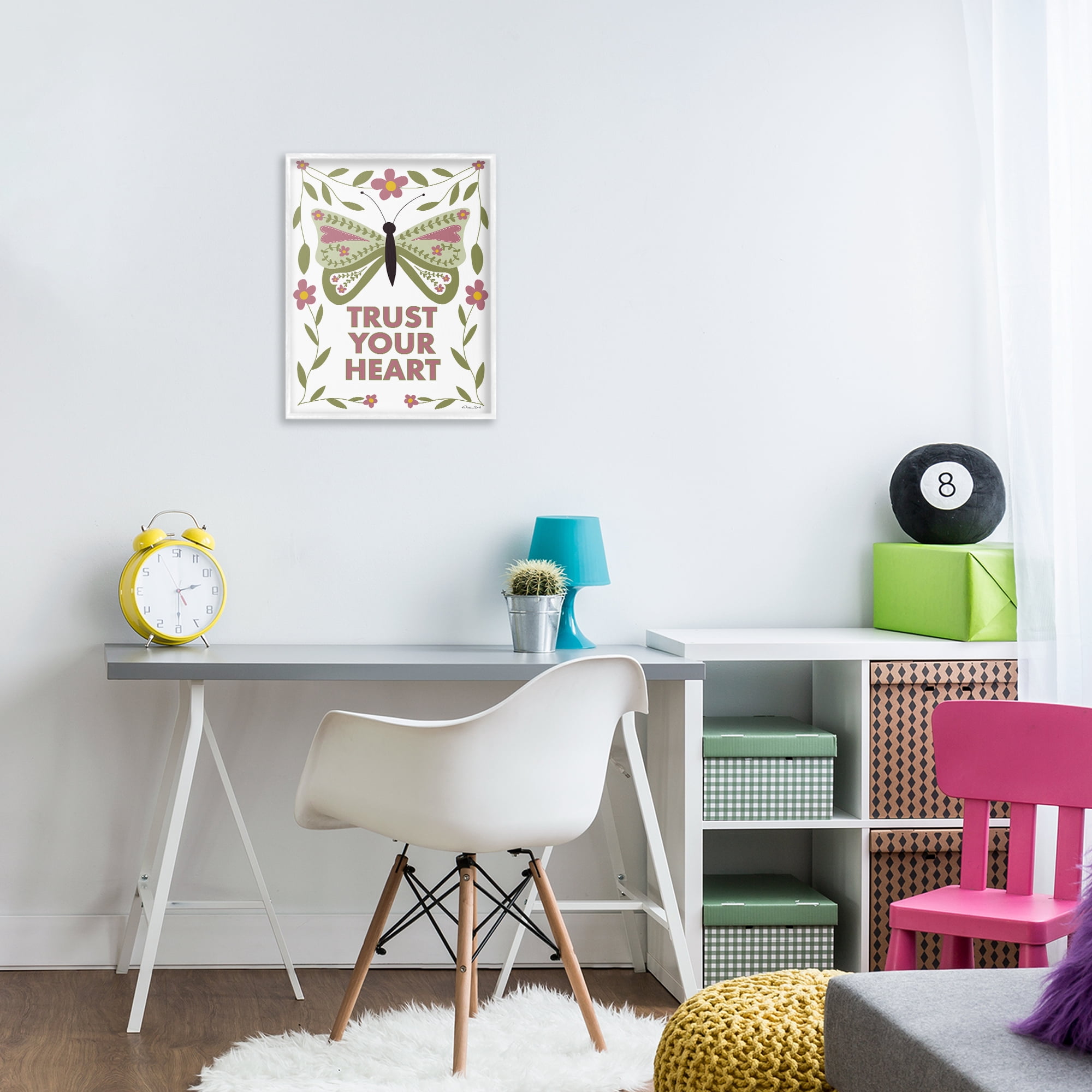 Stupell Industries Trust Your Heart Symmetrical White Framed Giclee Art, design by Susan Ball