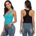 thumbnail image 4 of Charmo Crop Tank Tops for Women Built-in Shelf Bra Racerback Cotton Sports Crop Top 2 Pack, 4 of 6