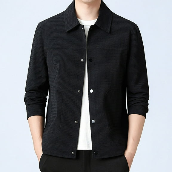 Maoxin Mens Jacket Men's Stitching Drawstring Hooded Slim Fashion Jacket Coat Outwear Workwear Jacket Plus Size Jacket for Men , Black , L