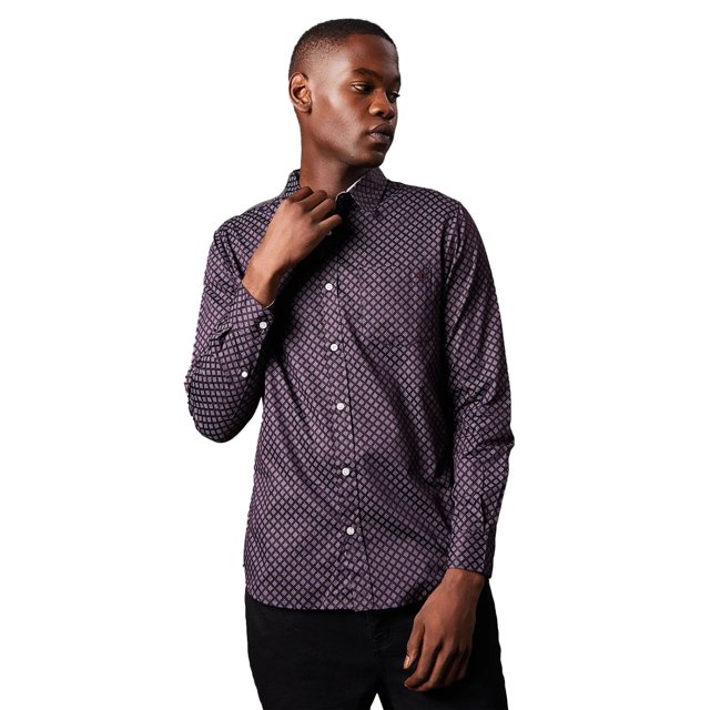 Maine Mens Geometric Pattern Foulard Long-Sleeved Shirt