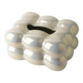 thumbnail image 3 of Soporte para pañuelos de cerámica, cubierta para caja de pañuelos, 19,5x15x10cm, organizador de papel higiénico creativo de escritorio, dispensador de , blanco nacarado Soledad sostenedor del tejido, 3 of 9