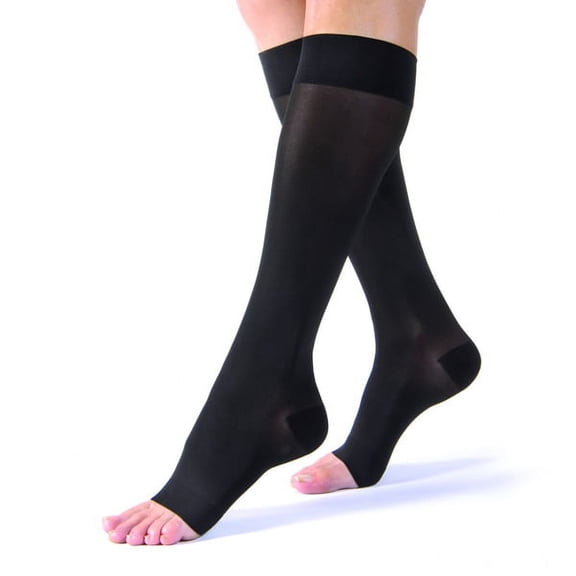 JOBST Women's Ultrasheer Petite Knee High Classic 20-30 mmHg Open Toe, Black Medium