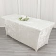 thumbnail image 5 of Efavormart 6ft White Crushed Velvet Stretch Fitted Rectangular Table Cover, 5 of 5