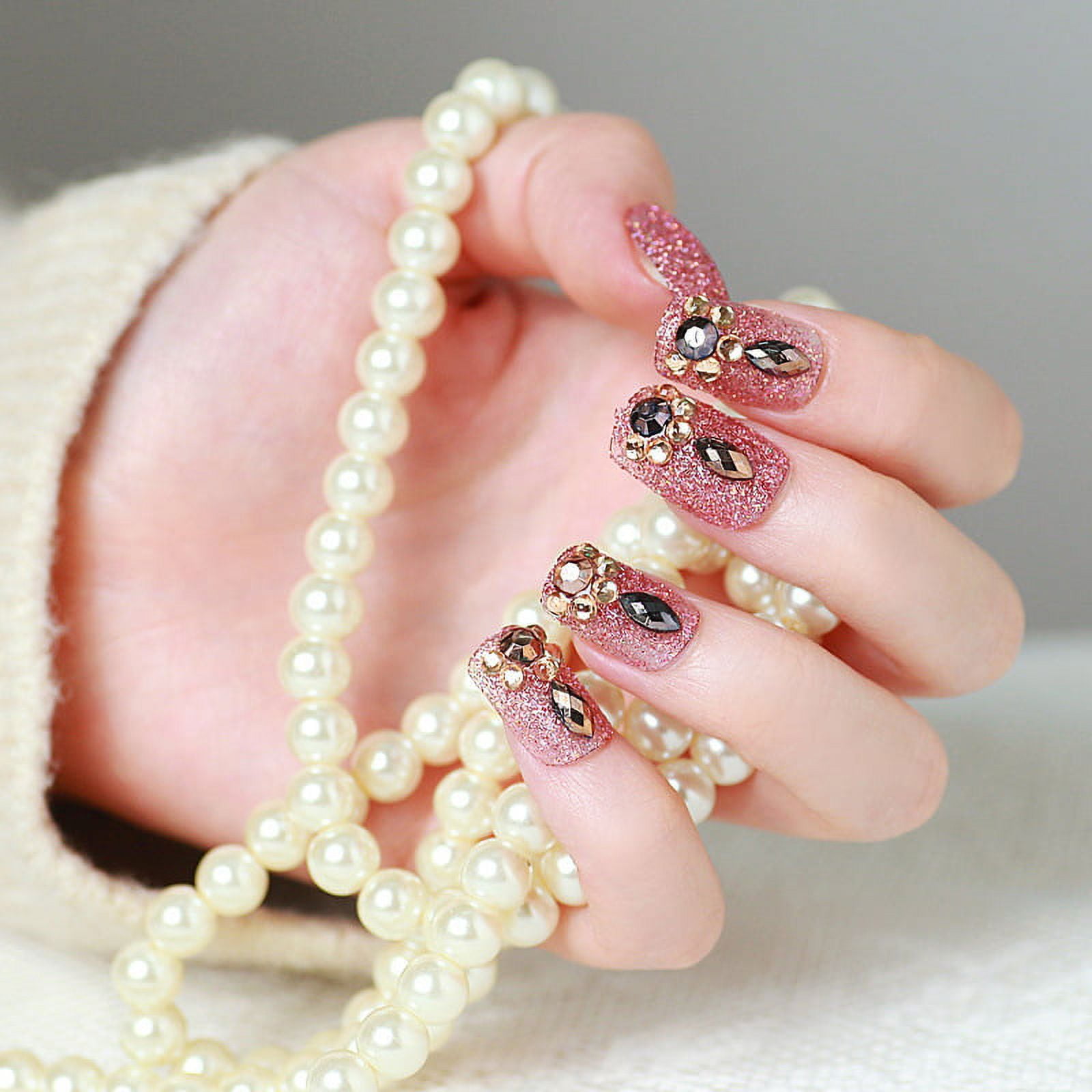 Dropship Stylish Wedding Bridal Nail Jewelry French Nails Rhinestone Nail  Art False Nails, #19 to Sell Online at a Lower Price