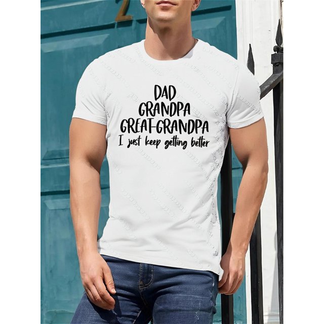 Cómoda camiseta deportiva de verano de manga corta con cuello redondo y estampado de papá y abuelo para hombre, ideal para adultos, hombres, mujeres, adolescentes y jóvenes.