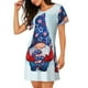 thumbnail image 2 of Balery Cute Gnomes in USA1 Camisón de manga corta con cuello redondo para mujer, cómodo y elegante., 2 of 6