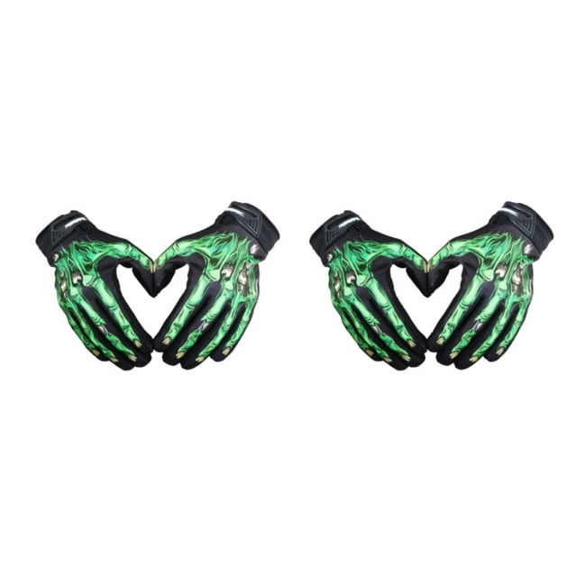 Decodeary Lightweight And Shockproof Skeleton Riding Gloves For Autumn Winter Breathable And Comfortable Durable Waterproof green XS(kid) 2Set