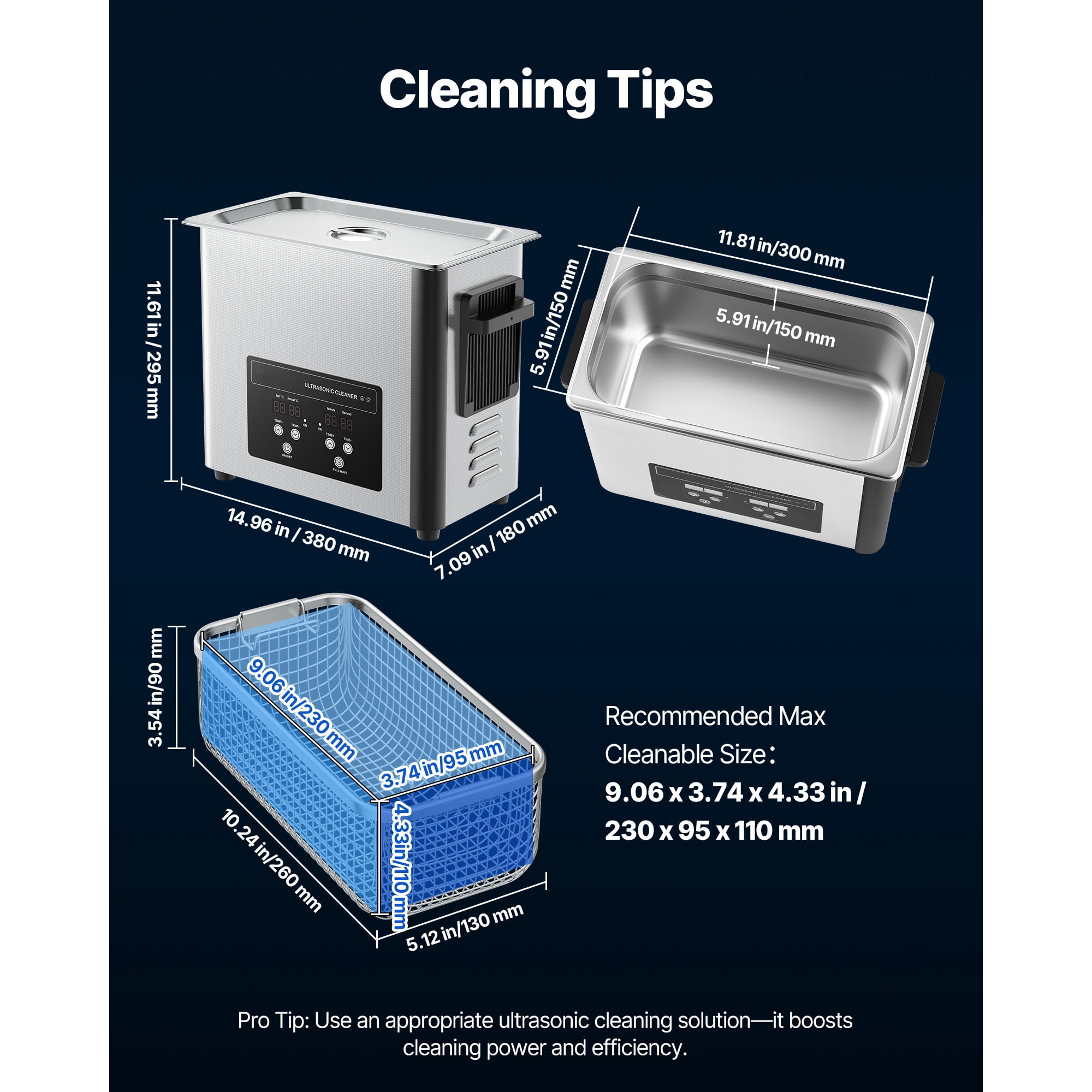 KFFKFF 6L Ultrasonic Cleaning Machine with Digital Display, Stainless Steel 40kHz Cleaner for Jewelry, Watches, Razors, Coins, and More, Includes Cleaning Basket