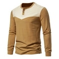 thumbnail image 1 of Blusas y camisas de manga larga y cuello redondo para hombre, estilo casual, con retazos, de manga larga y cuello redondo., 1 of 5