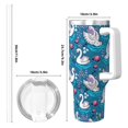 thumbnail image 4 of Balery Swan On The Pond Pattern 40oz Stainless Steel Tumbler Double Wall Vacuum Insulated Water Bottle Ice Bully Insulated Tumbler With Handle And 2 in 1 Straw Lid, 4 of 8