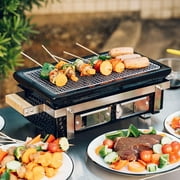 Hitechluxe Protable Hibachi Charcoal BBQ Grill with Stainless Steel Grill Grate, 16 x 9in Black