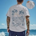 thumbnail image 2 of Mens Graphic T-shirts Short Sleeve Crewneck Tee Beach Vacation Print Loose Summer Beachwear Top Light Gray S, 2 of 7
