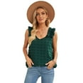 thumbnail image 6 of Sleeveless Tops For Women,Chiffon Vest Women'S Fur Ball Jacquard Pleated Shoulder Strap Sleeveless Loose Top, 6 of 7