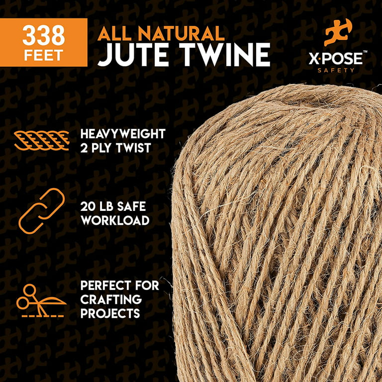 Tarps Wholesaler Jute Twine - 2 Ply Brown Roll 338' Jute Twine for Crafts - Soft Yet Strong Natural Jute String, Burlap String, Wrapping, Packing Materials
