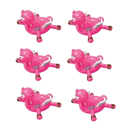 - Swimline LOL! Giant Inflatable Ride On Flying Pig Swimming Pool Float (6 Pack)