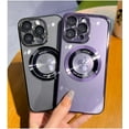thumbnail image 5 of for iPhone 14 Pro Max Case Magnetic Luxury Plating Clear Case with Camera Lens Protector for iPhone 14 Pro Max Compatible with Magsafe Slim Cover for Women Men-Purple, 5 of 12