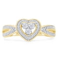 thumbnail image 2 of Round Cut Natural White Diamond Heart Frame Split Shank Engagement Ring In 14K Yellow Gold Plated 925 Sterling Silver (Color: I-J, Clarity: I2-I3, 0.03 Cttw) -8.5, 2 of 8