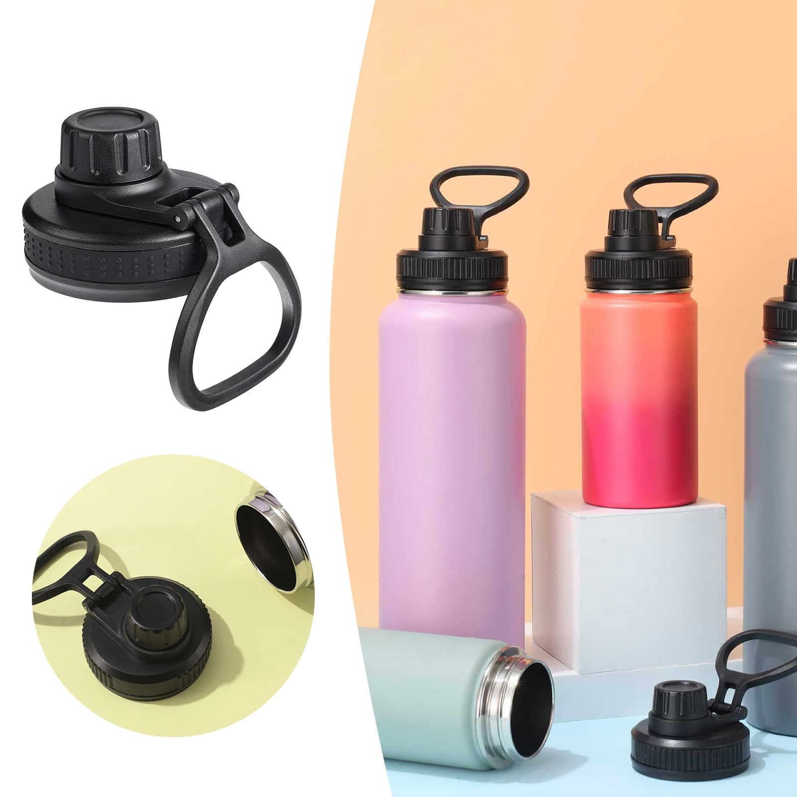 YWIYIUD Replacement Lid Fits for Sports Water Bottles Wide Mouth, Spout Lid for 12 16 18 22 32 40 64oz Wide Mouth Water Bottles 3PCS