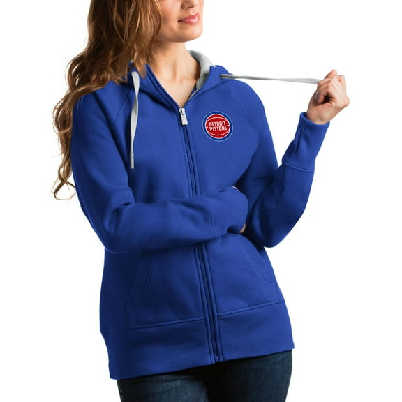Women's Antigua Royal Detroit Pistons Victory Full-Zip Hoodie