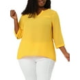 thumbnail image 5 of MODA NOVA Juniors' Plus 3/4 Sleeves Split V Neck Blouse Tops, 5 of 6