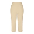 thumbnail image 5 of QTSHPN Workout Pants Women Wide Leg Capris with Pockets High Waistband Yoga Pants Breathable Stretchy for Summer Casual Wear Women Pants Beige M, 5 of 6