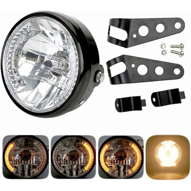 Focos LED para faros delanteros de motocicleta de 7 pulgadas, proyector de motocicleta, luces de señal de giro delanteras con soporte de montaje