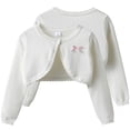 thumbnail image 2 of FRSASU Toddler Girls Cardigan Sweater Baby Kids Long Sleeve Cropped Dress Up Button Closure Jacket Tops White-I, 2 of 8