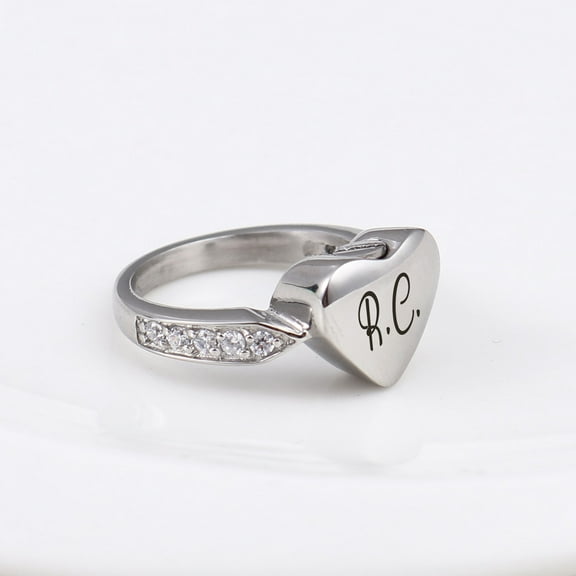 Personalized Cremation Ring Jewelry, Memorial Ash Urn Keepsake, Free Jewelry Box & Filling Tool [Size 6-10, 7-Font & 8-Icon to Choose]