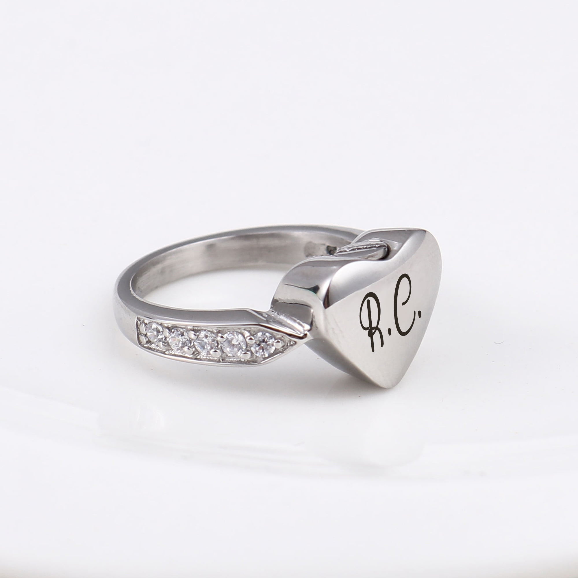 Personalized Cremation Ring Jewelry, Memorial Ash Urn Keepsake, Free Jewelry Box & Filling Tool [Size 6-10, 7-Font & 8-Icon to Choose]