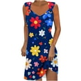 thumbnail image 2 of Ovzne Robes pour Femmes Robe d'Été Mode d'Été pour Femmes Couleur Unie Poche Sans Manches Robe Col en V Grande Taille Robe Imprimée Liquidation, 2 of 5