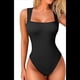 thumbnail image 1 of Bodys de Mujer con Tirantes Acanalados, Cuello Cuadrado, Sin Mangas, Control de Abdomen, Tops de Tirantes. Negro M, 1 of 7
