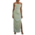 thumbnail image 1 of Kmbangi Women Wrapped Dress, Sleeveless Off Shoulder Solid Color Pleated Spring Fall Summer Casual Club Dress, 1 of 6