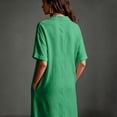 thumbnail image 6 of NTACZA Beach Dresses for Women Casual Maxi Cotton Lien Slit Shirt Dress Collared Vacation with Pockets Beach Green M, 6 of 8