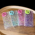 thumbnail image 6 of Compatible with iPhone 15 Pro Luminous Case Glow in The Dark Noctiluncent Fluorescent Glitter Case for Women Girls Rhinestone Bling Diamond Camera Bumper Shockproof Phone Cover, Purple, 6 of 8
