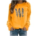 thumbnail image 3 of ZKCCNUK Women's 2025 Autumn Winter Casual Crewneck Feather Sweatshirt Long Sleeve Loose Pullover Tops, 3 of 4