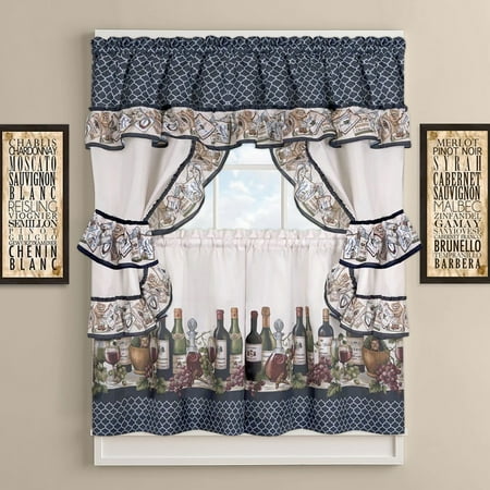 Chateau Kitchen Multicolor Curtain Cottage Set 24 L And 36 L X 56