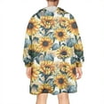 thumbnail image 2 of White Blue Sunflower Pattern Wearable Oversized Blanket,Wearable Blanket Hoodie for Adults,Cozy Hooded Blankets with Super Pockets,Super Warm Fuzzy Pullover for Women & Men, 2 of 6
