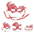 thumbnail image 3 of Unique Bargains Halloween Christmas 1 Pc Lace Phoenix-Design Half Face Party Mask for Masquerade Party Red Lace, 3 of 5
